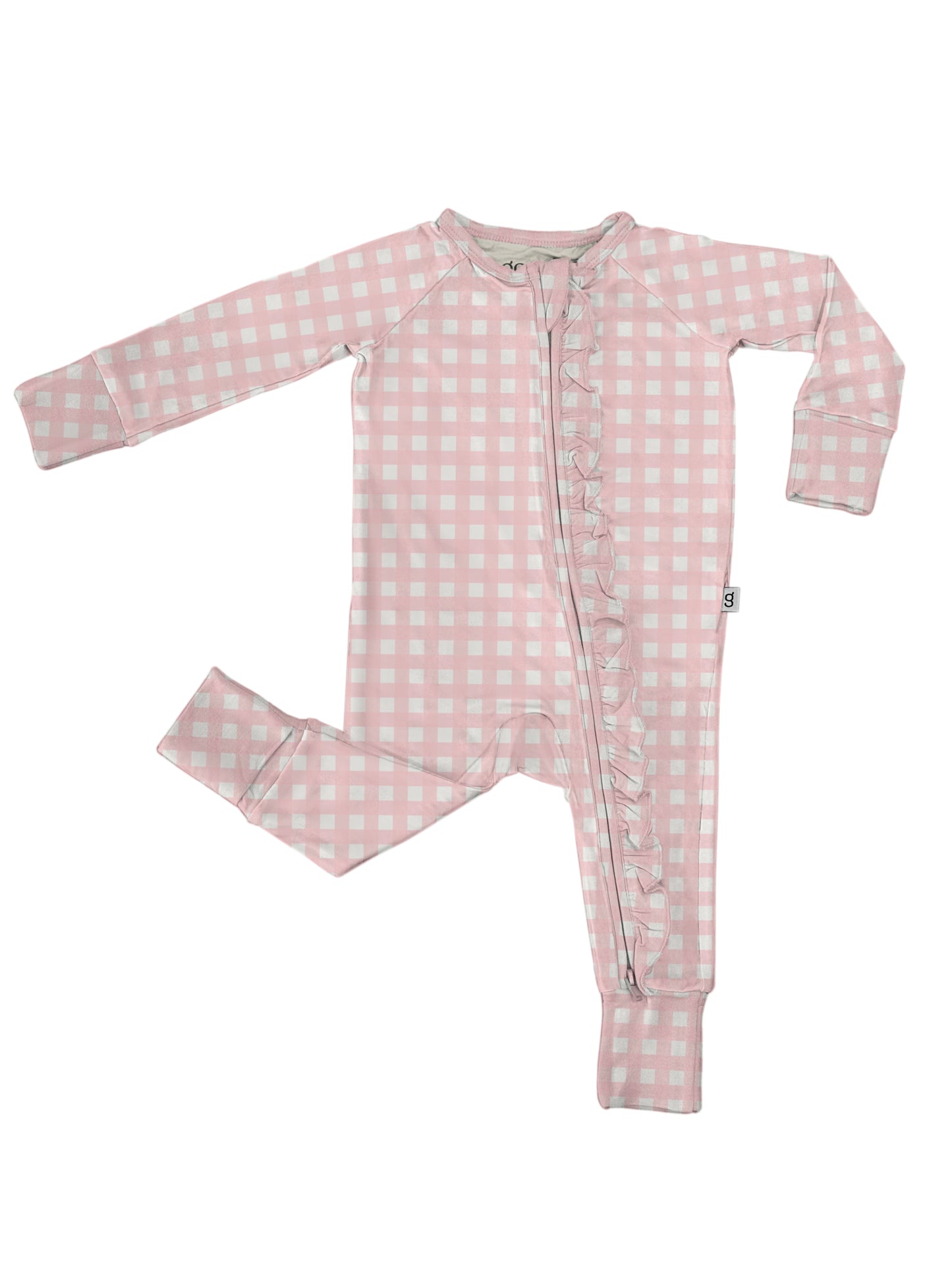 Goosies PJ LS Zip Gingham in Cottage Pink