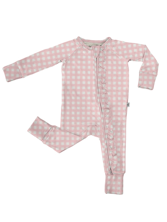 Goosies PJ LS Zip Gingham in Cottage Pink