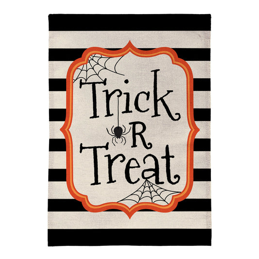 Evergreen Flag Striped Trick or Treat Burlap