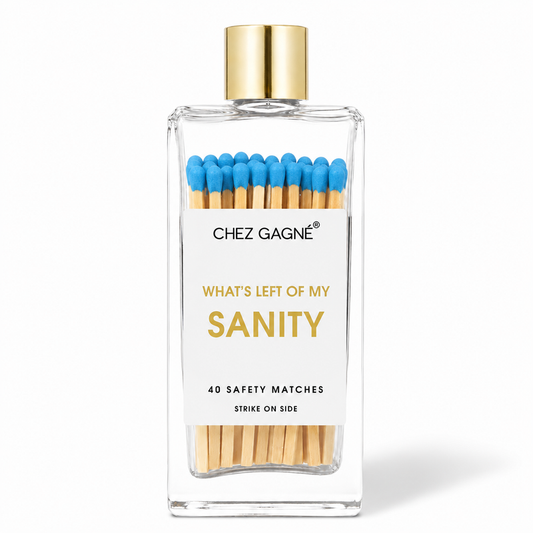 Matches Light Blue in Glass Bottle Left of My Sanity