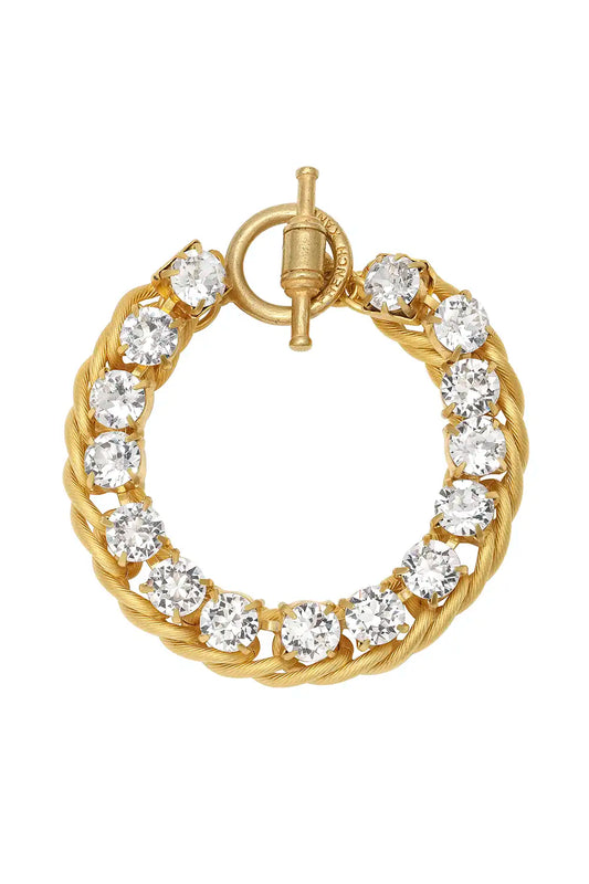 gold bracelet with rhinestones 