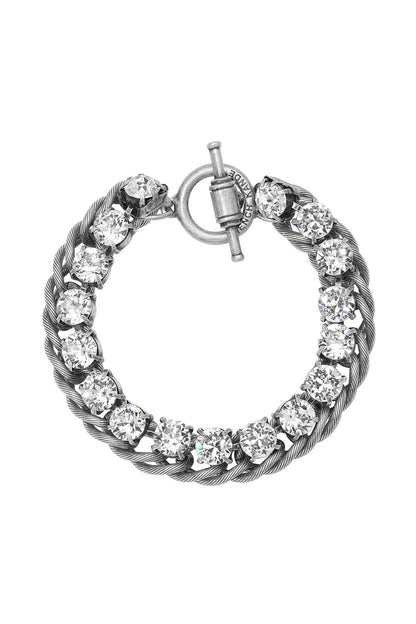 silver bracelet with rhinestones