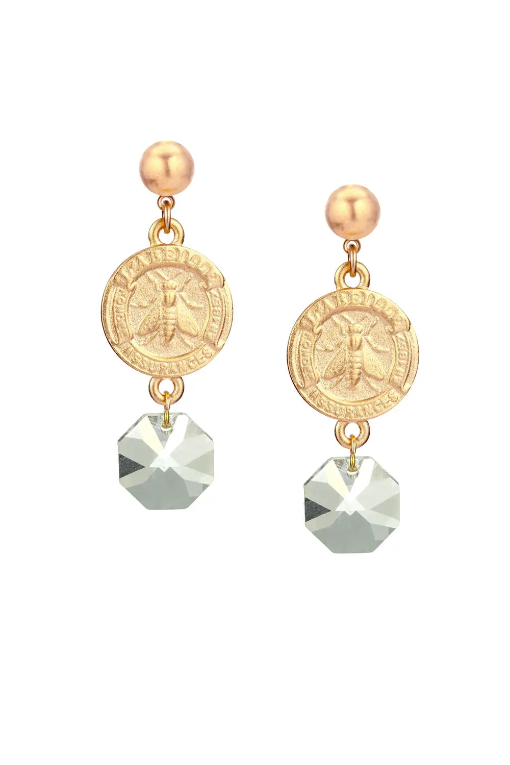 Gold French Kande earrings with dangle 