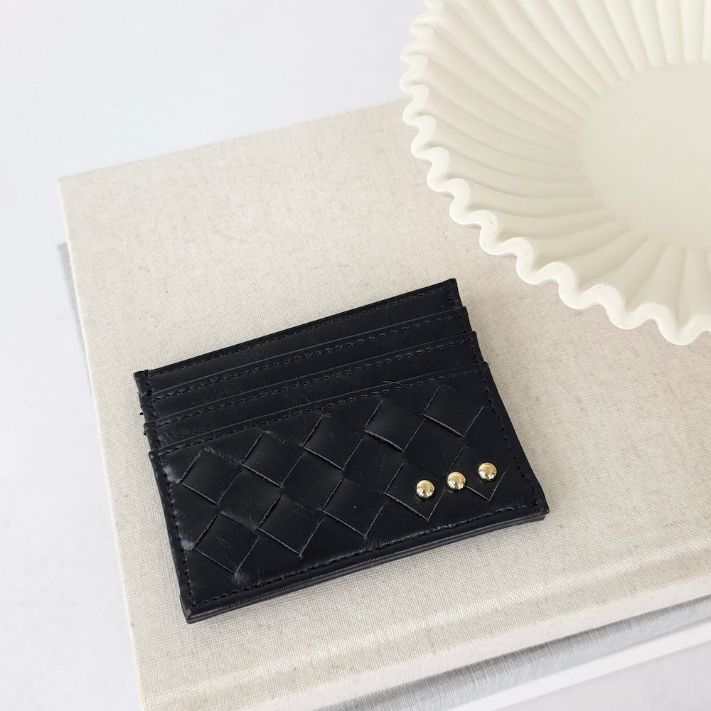 Card Holder Mariah Black Woven Small Wallet