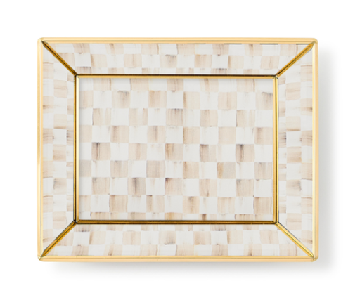 Tray Small Mocha Check Glass Vanity