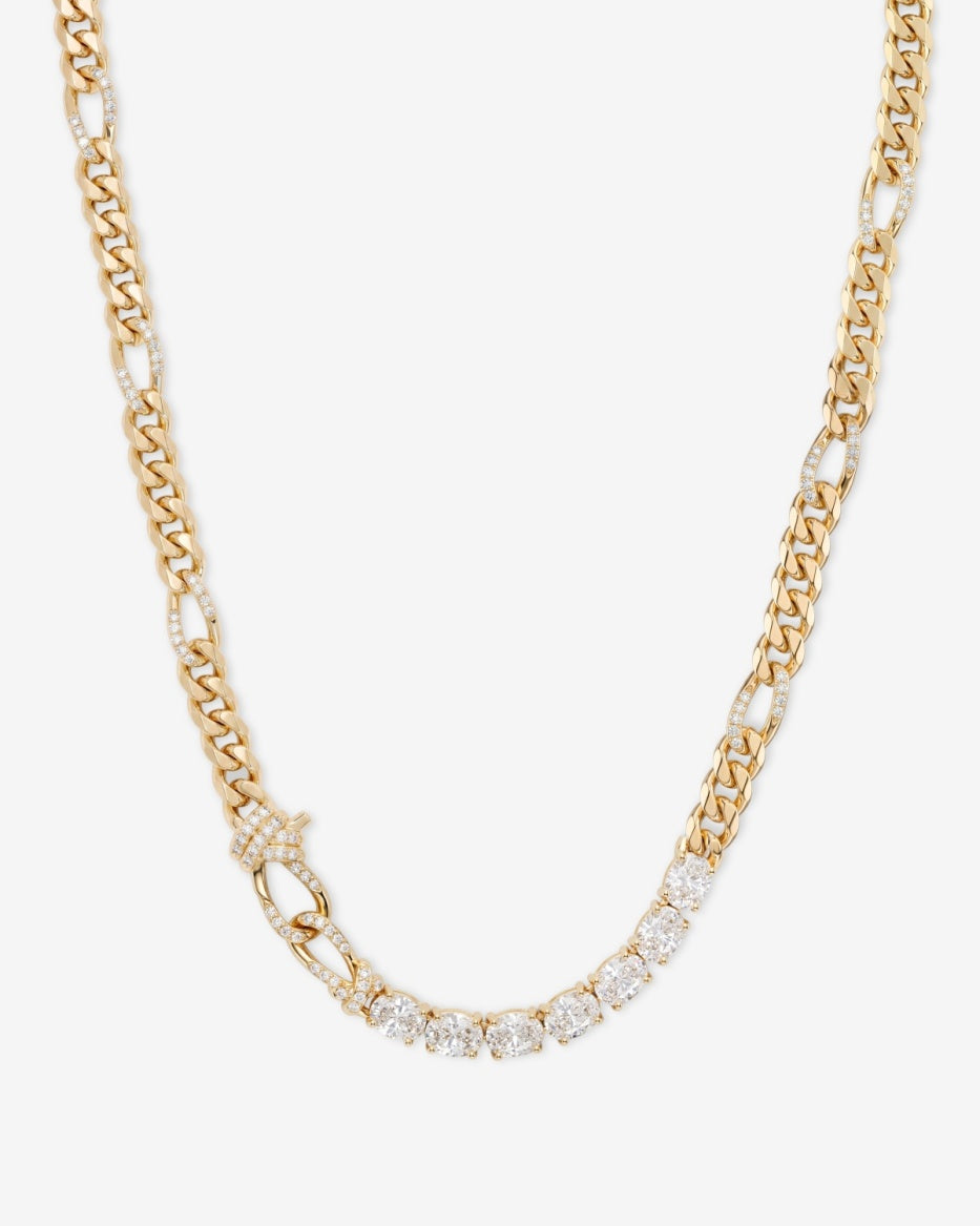 Melinda Maria Necklace Knot Diamonds Figaro Chain Gold