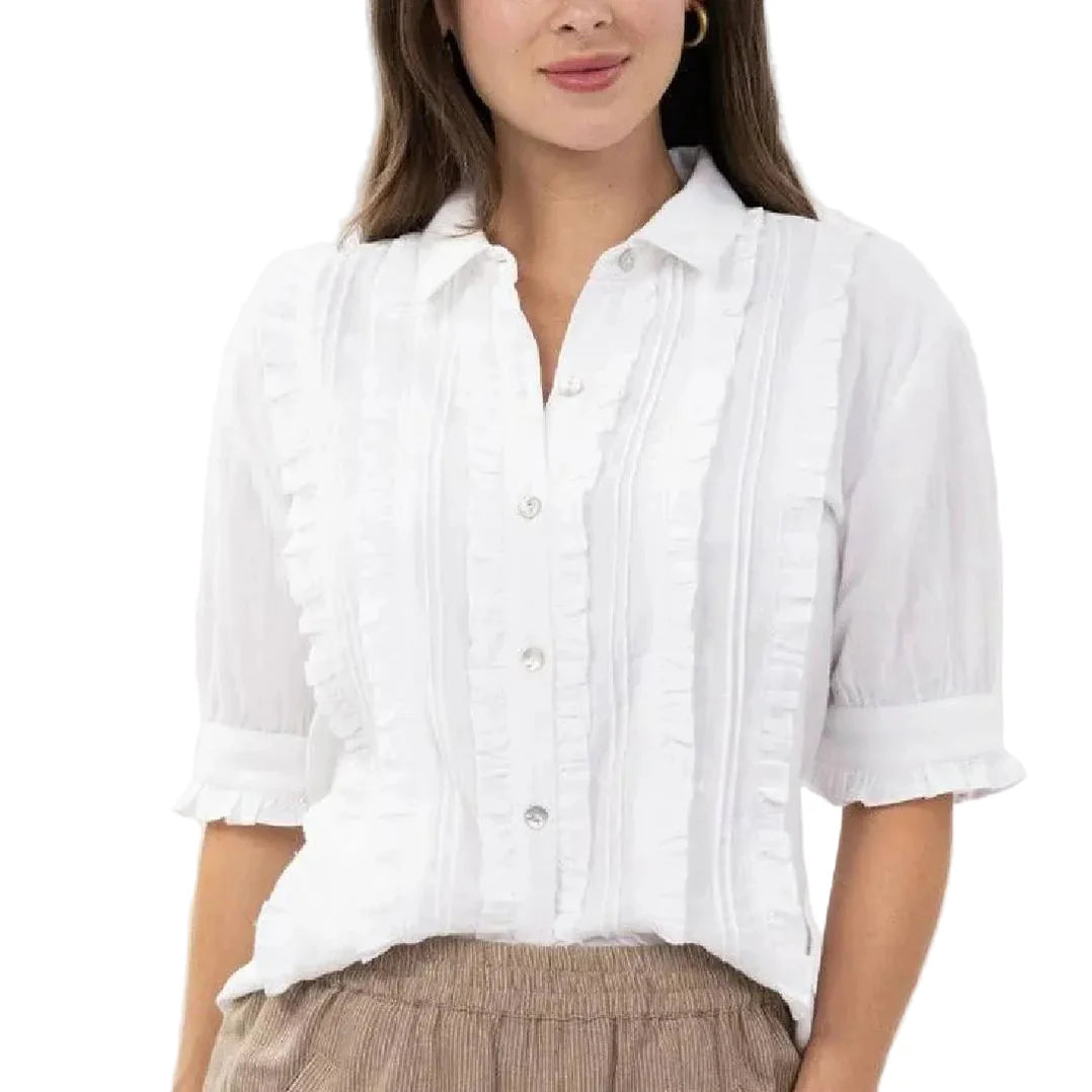 Ivy Jane TOP TUXEDO GAUZE SHIRT- 2 colors