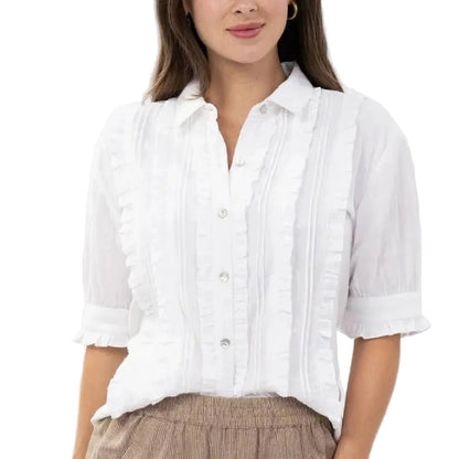 Ivy Jane TOP TUXEDO GAUZE SHIRT- 2 colors