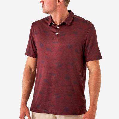 BURLEBO Polo - Maroon Texas Camo Performance Mens Shirt
