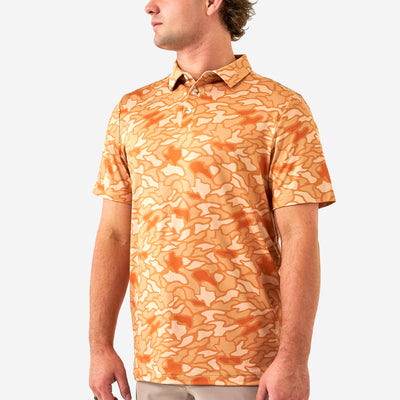 BURLEBO Polo - Orange Texas Camo Performance Mens Shirt