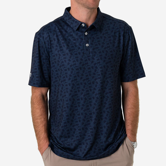 BURLEBO Polo STARS AND STRIPES NAVY Performance Outdoor Shirt