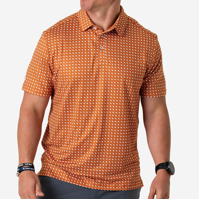 BURLEBO Polo - Texas - Orange & White Performance Mens Shirt