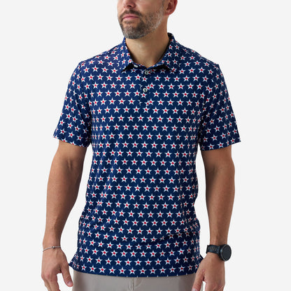BURLEBO Polo Texas Vintage Navy Performance Outdoor Shirt