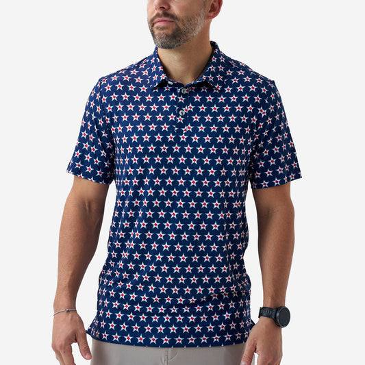 BURLEBO Polo Texas Vintage Navy Performance Outdoor Shirt