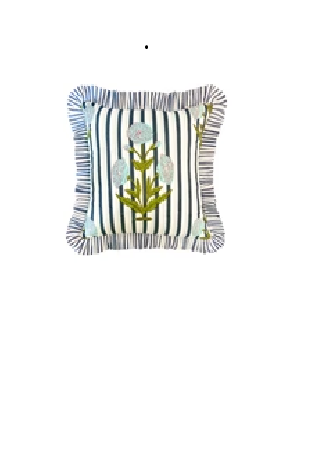 Pillow Marigold Stripes Block Print Throw Gray