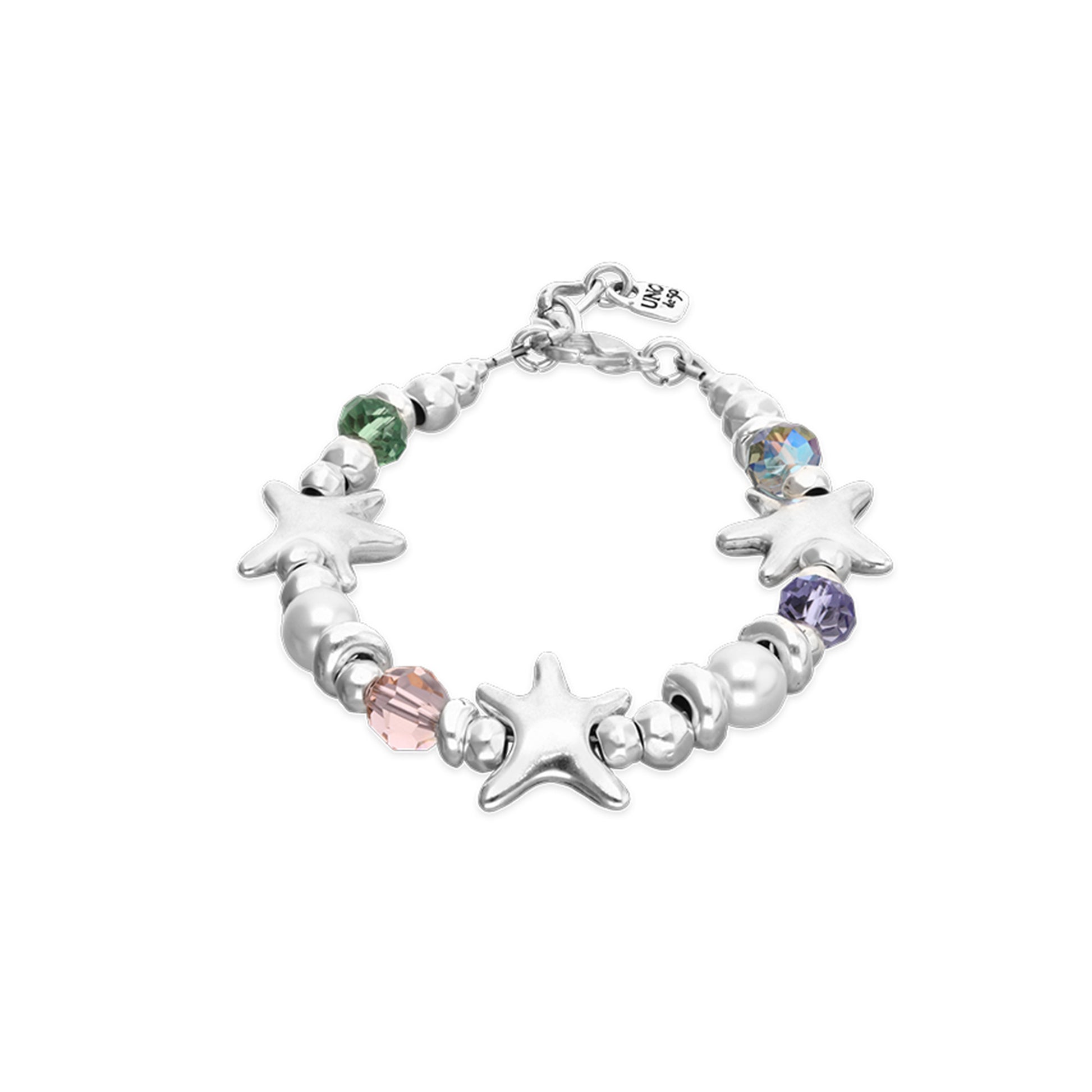 silver star uno bracelet with stones 