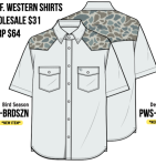 BURLEBO Western Performance SS Shirt BIRD SZN LIGHT GREY / CDC