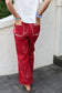 Pants Red Bandana Frey Hem Denim