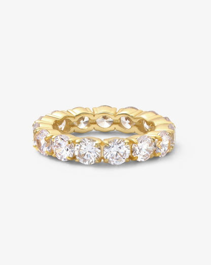 gold eternity band pave diamond