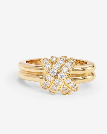 criss cross pave gold diamond ring 