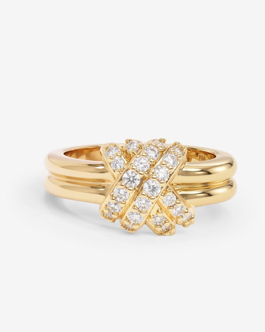 criss cross pave gold diamond ring 