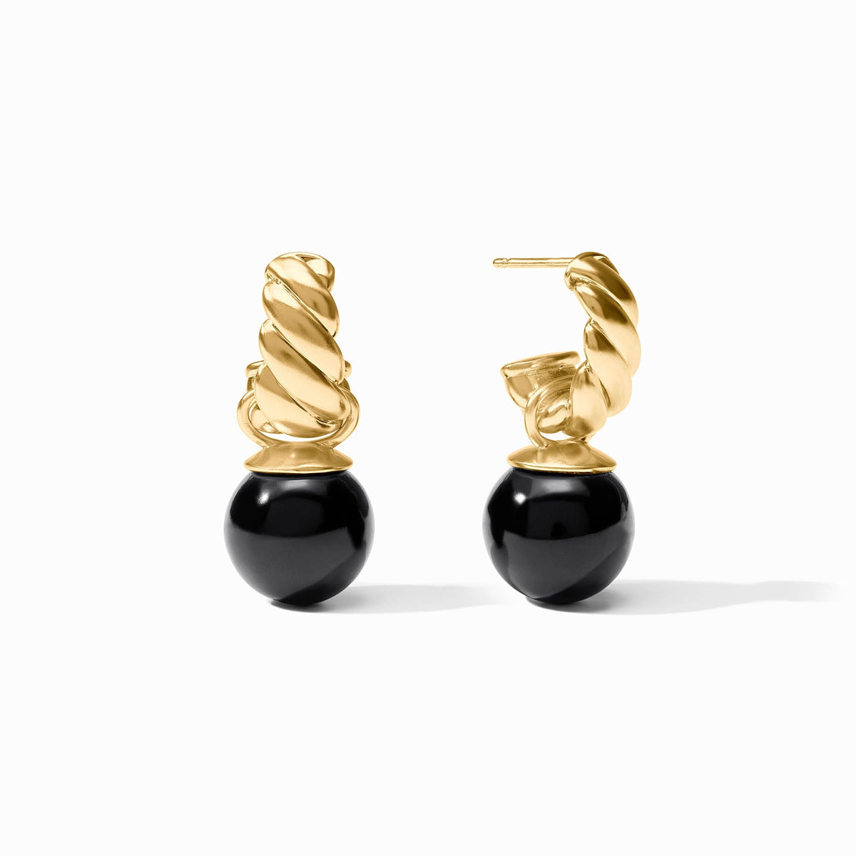 Julie Vos Ravello Hoop & Charm Earring Obsidian Black Gold OS