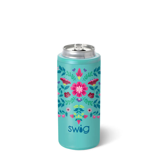 Swig Skinny Can Cooler Flora Azul 12oz