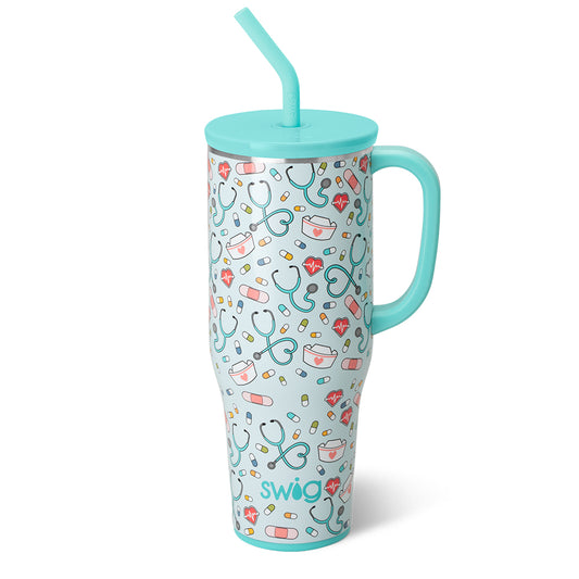 MEGA MUG W/ HANDLE LID STRAW (Multiple Patterns)