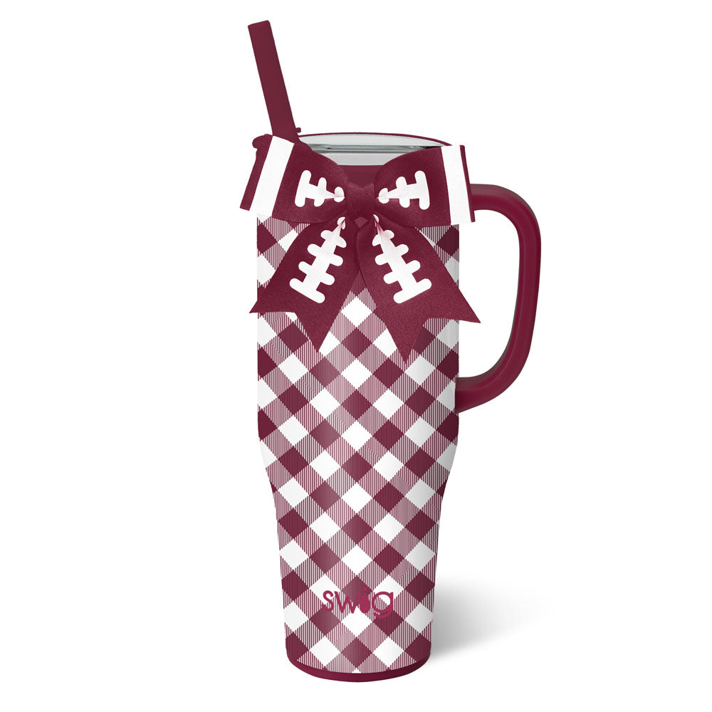 Swig Mega Mug Gameday Gingham Maroon