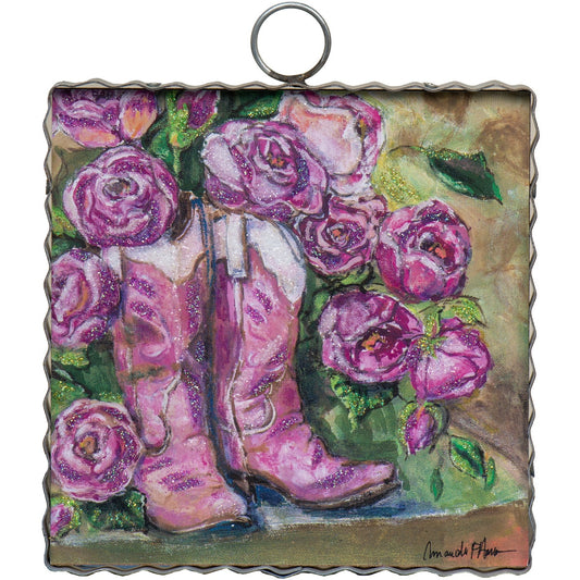 Round Top Print Mini Boots Pink