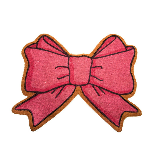 Round Top Coir Mat Pink Bow