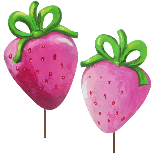 Round Top Stake Strawberries Pink