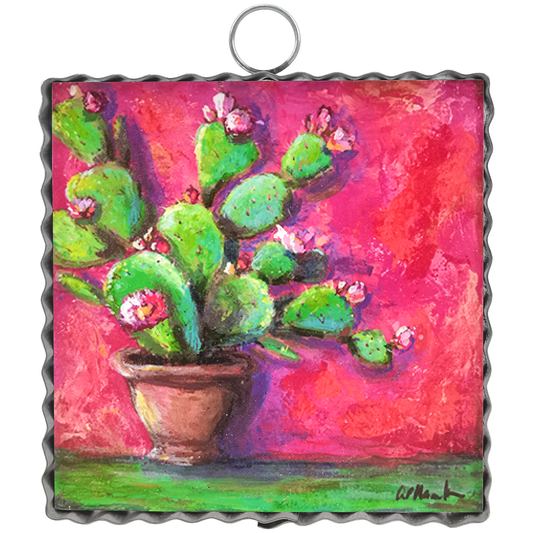 Print Mini Pink Potted Cactus 6x6