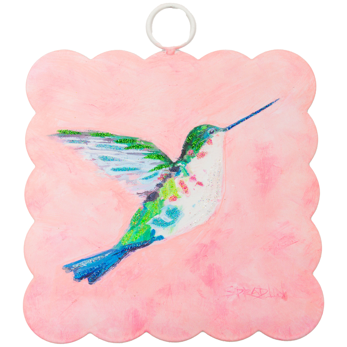 Round Top Print Mini Hummingbird Pink Scallop
