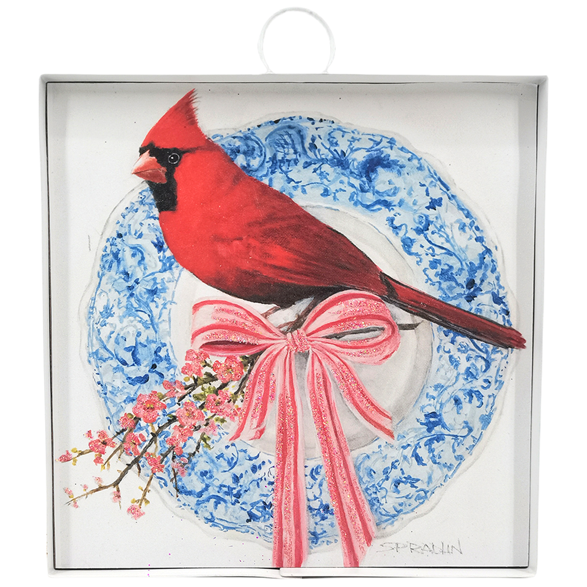 Round Top Print Mini Blue Plate Cardinal 6x6