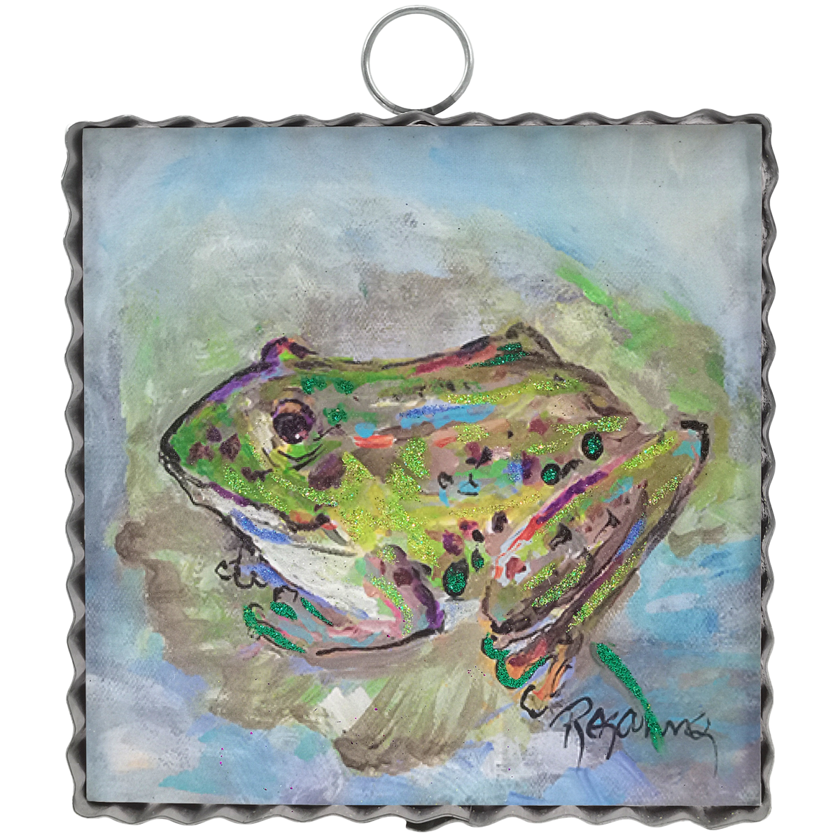 Round Top Print Mini Green Frog