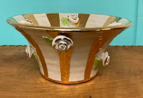 Serving Bowl Rose Studded Fluted Striped