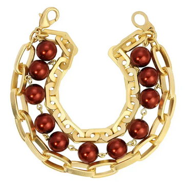 French Kande Jane Bracelet Gold Ruby Pearl