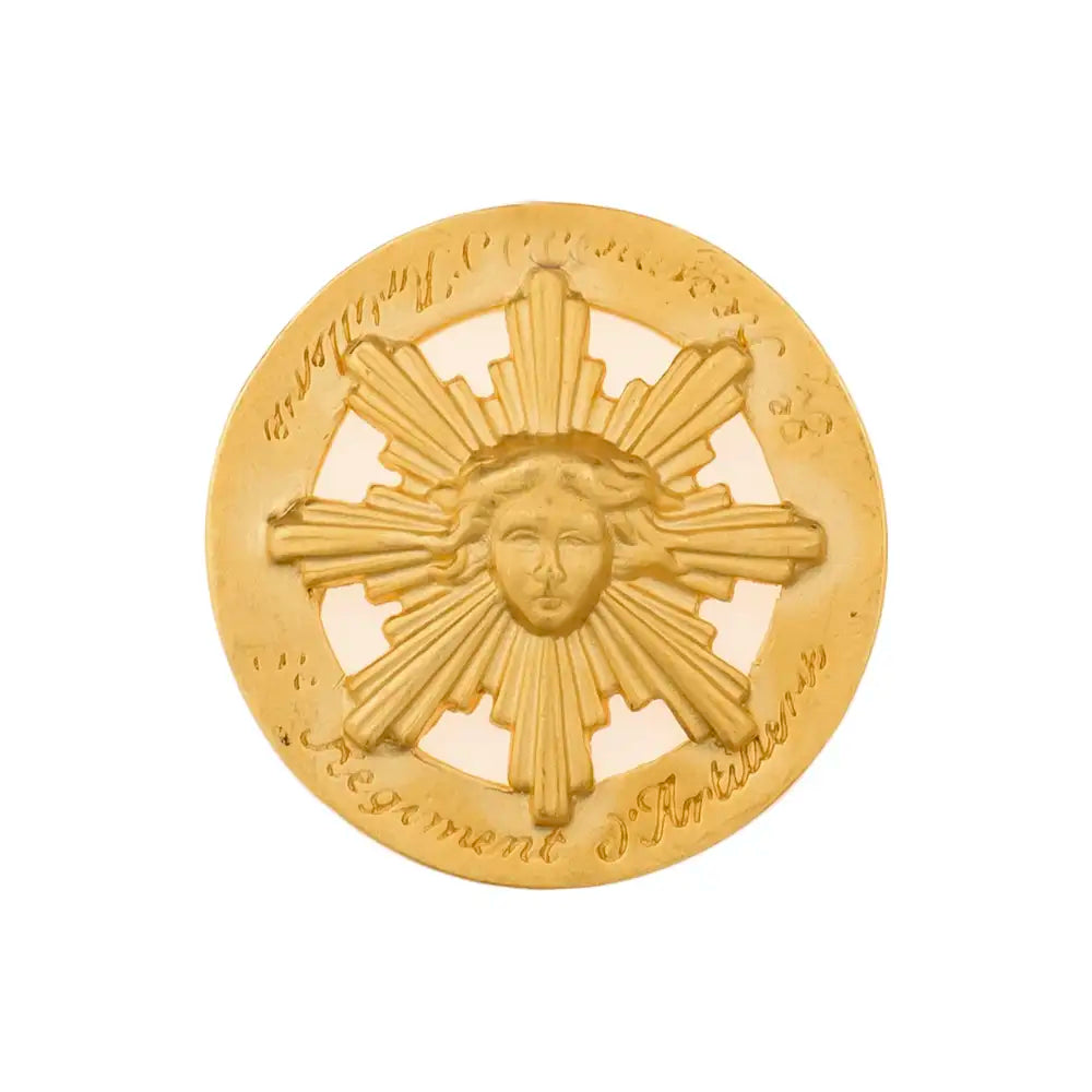 French Kande Sophie Necklace Gold Sun King Medallion