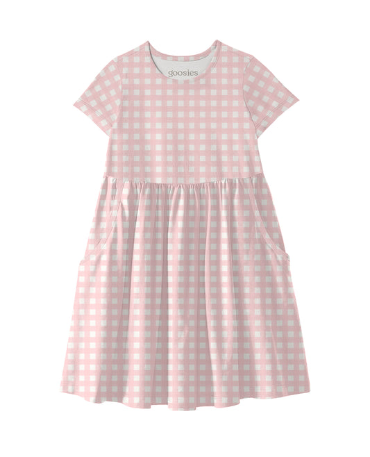 Goosies Dress Pocket SS Gingham in Cottage Pink