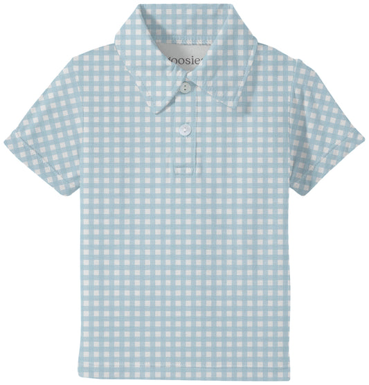 Goosies Shirt Polo SS Gingham in Cottage Blue