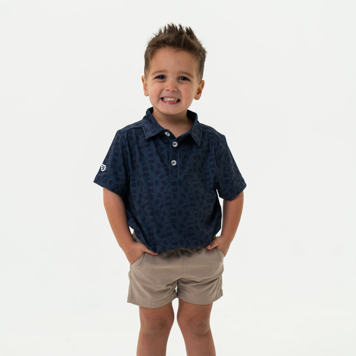 BURLEBO YOUTH POLO STARS & STRIPES NAVY PERFORMANCE SHIRT