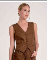 brown button down vest 