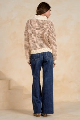 Elan Top Sweater 1/4 Zip Open Knit