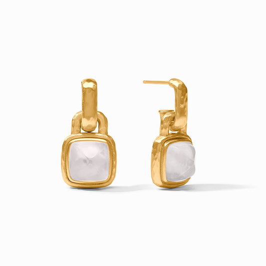 Julie Vos Sahara Hoop & Charm Earring  Iridescent Clear Crystal Gold OS
