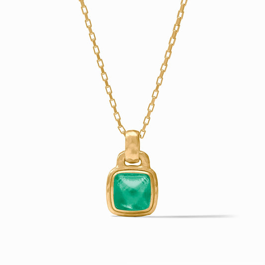 Julie Vos Sahara Solitaire Necklace Iridescent Emerald Green Gold OS