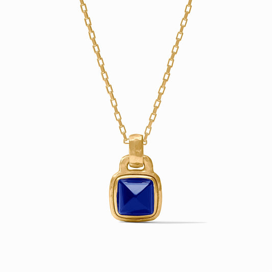 Julie Vos Sahara Solitaire Necklace Iridescent Sapphire Blue Gold OS