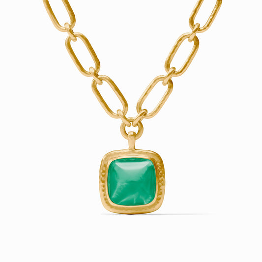Sahara Statement Necklace Iridescent Emerald Green Gold OS