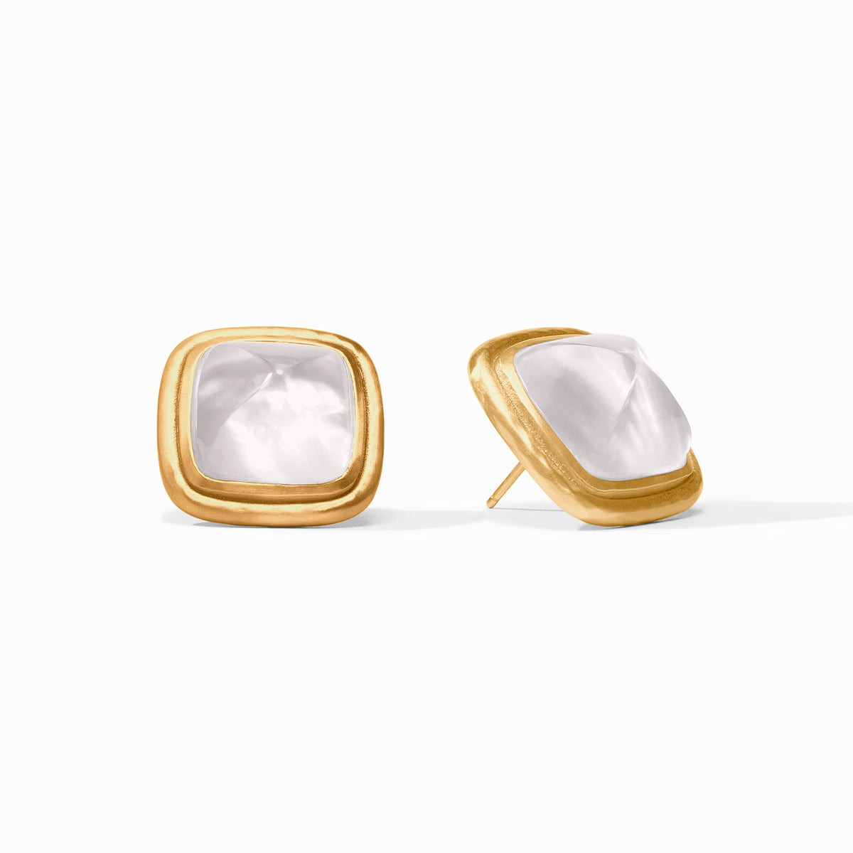 Julie Vos Sahara Stone Stud Iridescent Clear Crystal Gold OS