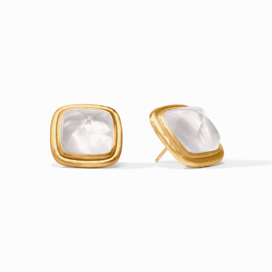 Julie Vos Sahara Stone Stud Iridescent Clear Crystal Gold OS